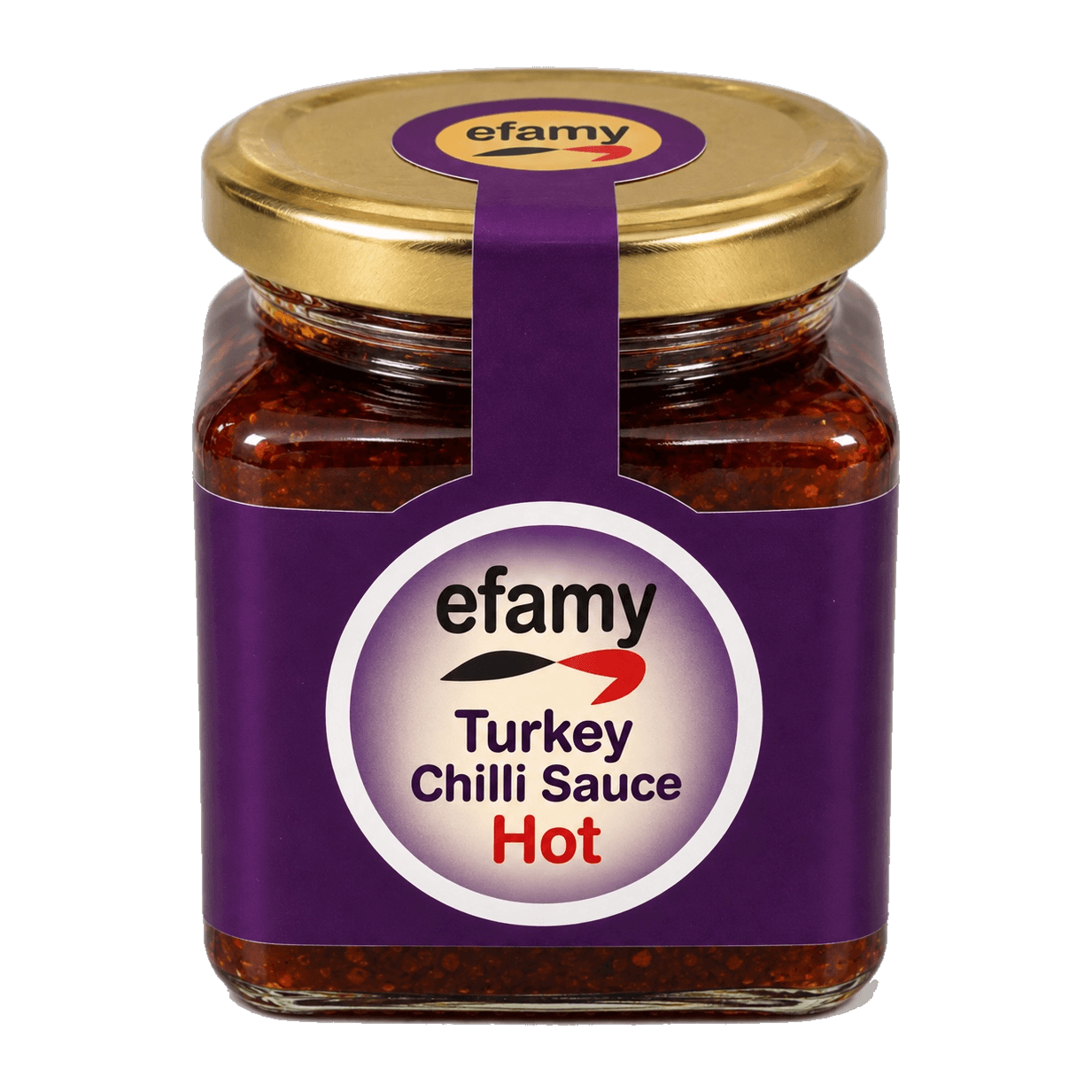 Jar of Efamy turkey chilli sauce, hot