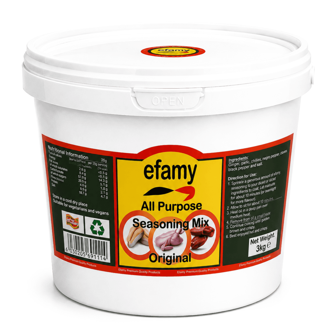 A 3kg catering bucket of Efamy All Purpose Seasoning Mix