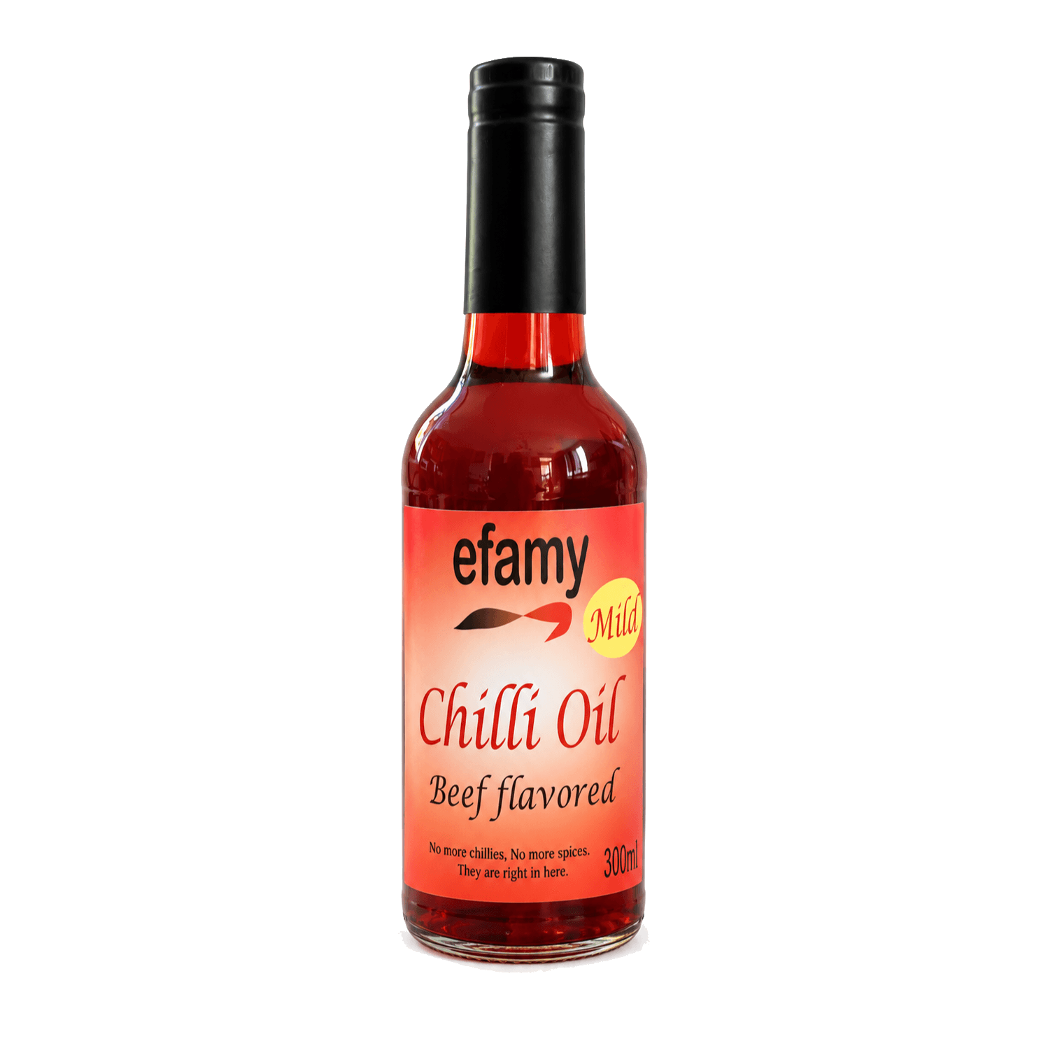 Bottle of Efamy beef flavoured chilli oil