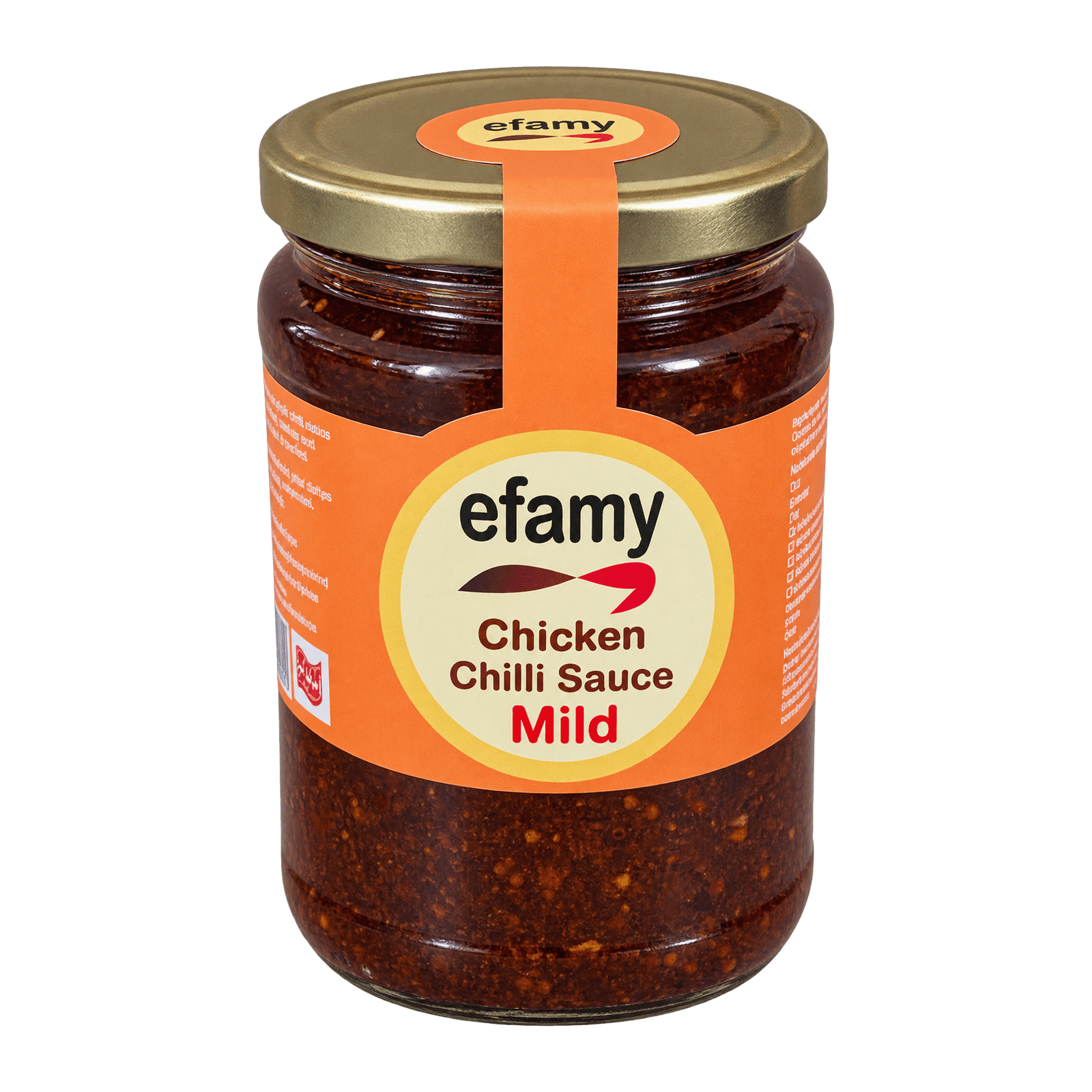 Jar of Efamy chicken chilli sauce, mild